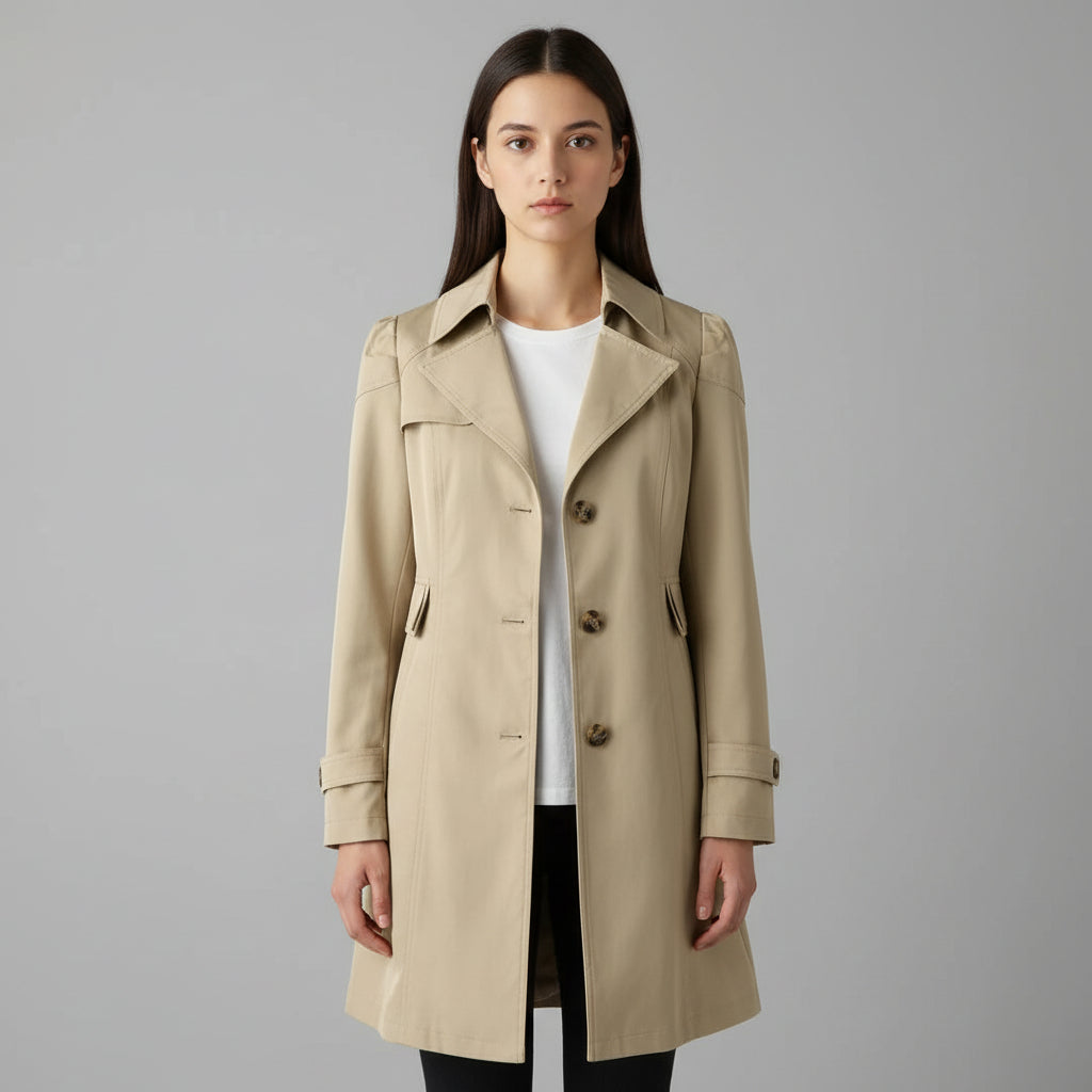 Women’s Classic Trench Coat with Lapel Collar