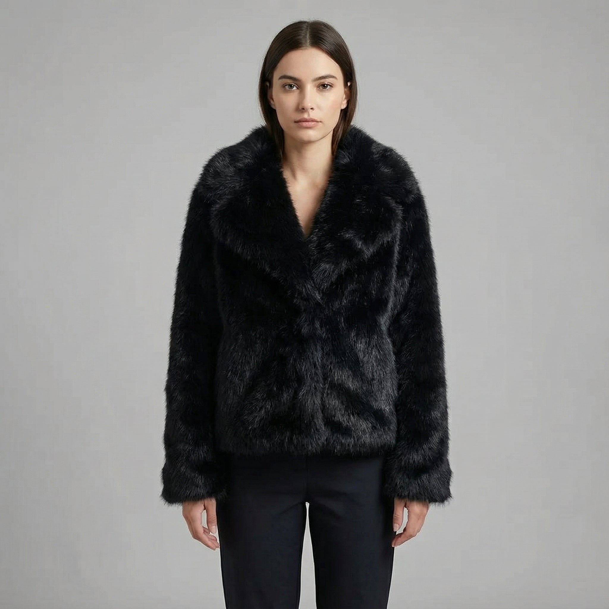 Classy Fuzzy Long Sleeve Coat for Everyday Wear