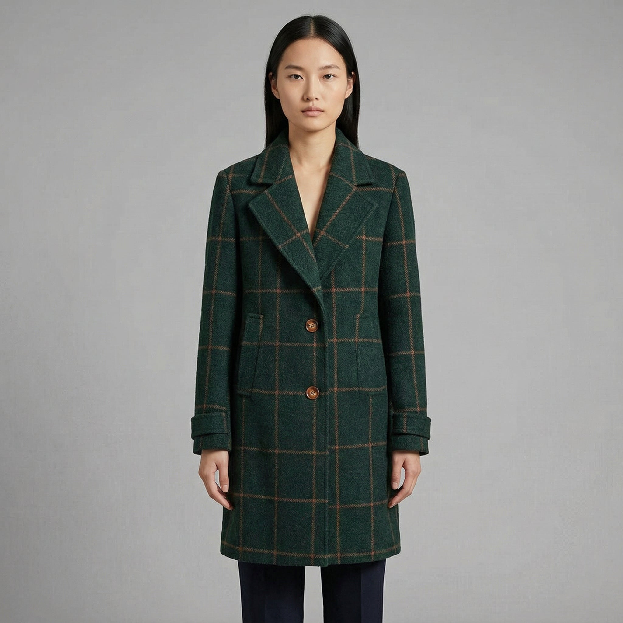 Classic Wool Check Coat for Refined Everyday Wear