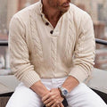 Men’s Cable-Knit Henley Sweater Classic Warm Layer 0