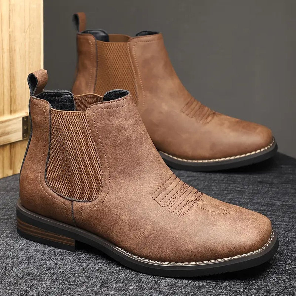 Men’s Chelsea Ankle Boots Western-Inspired Slip-On Design 4