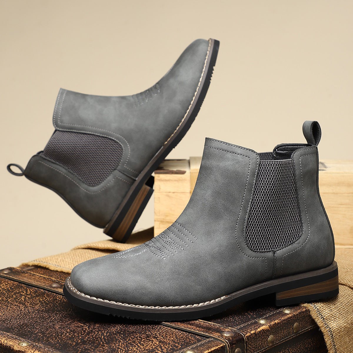 Men’s Chelsea Ankle Boots Western-Inspired Slip-On Design 8