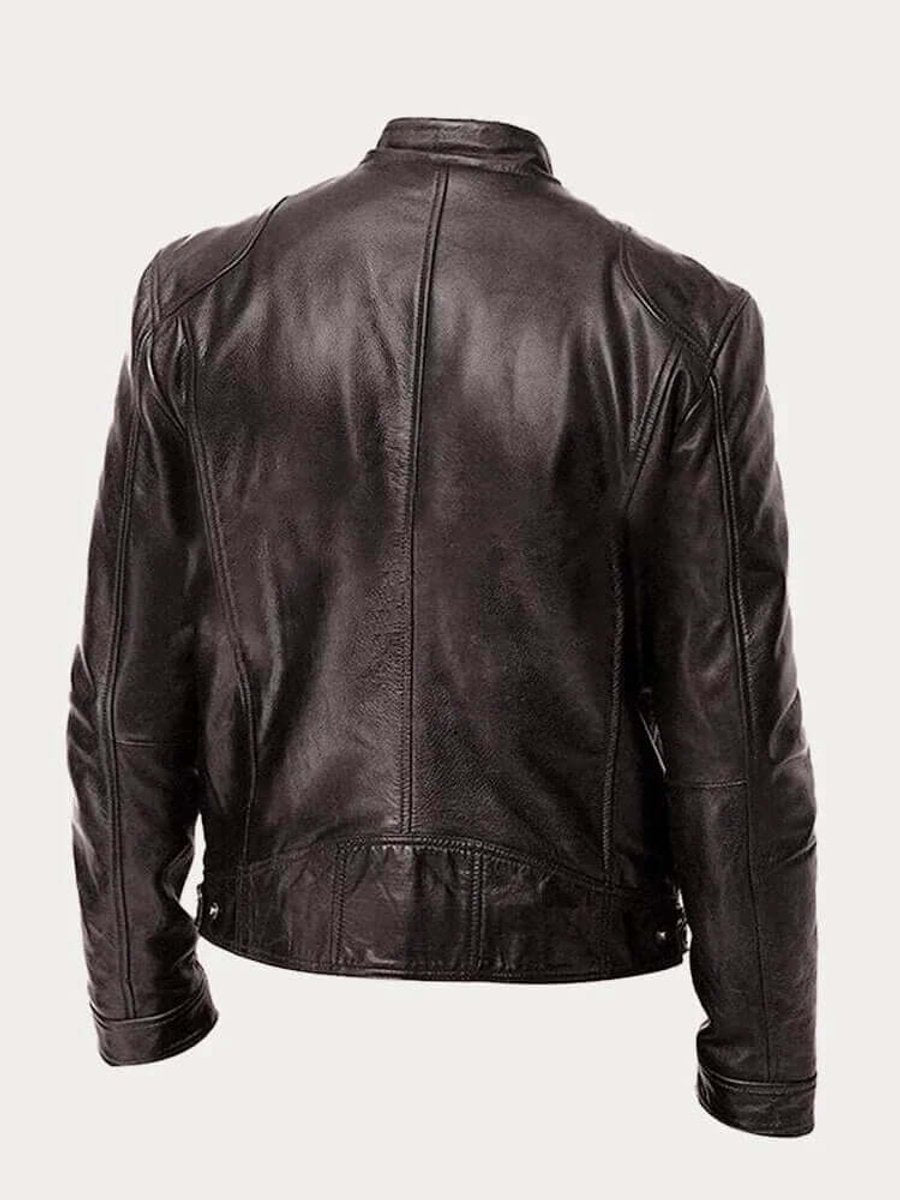 Men’s Classic Biker Leather Jacket Tailored Zip-Up Style 2