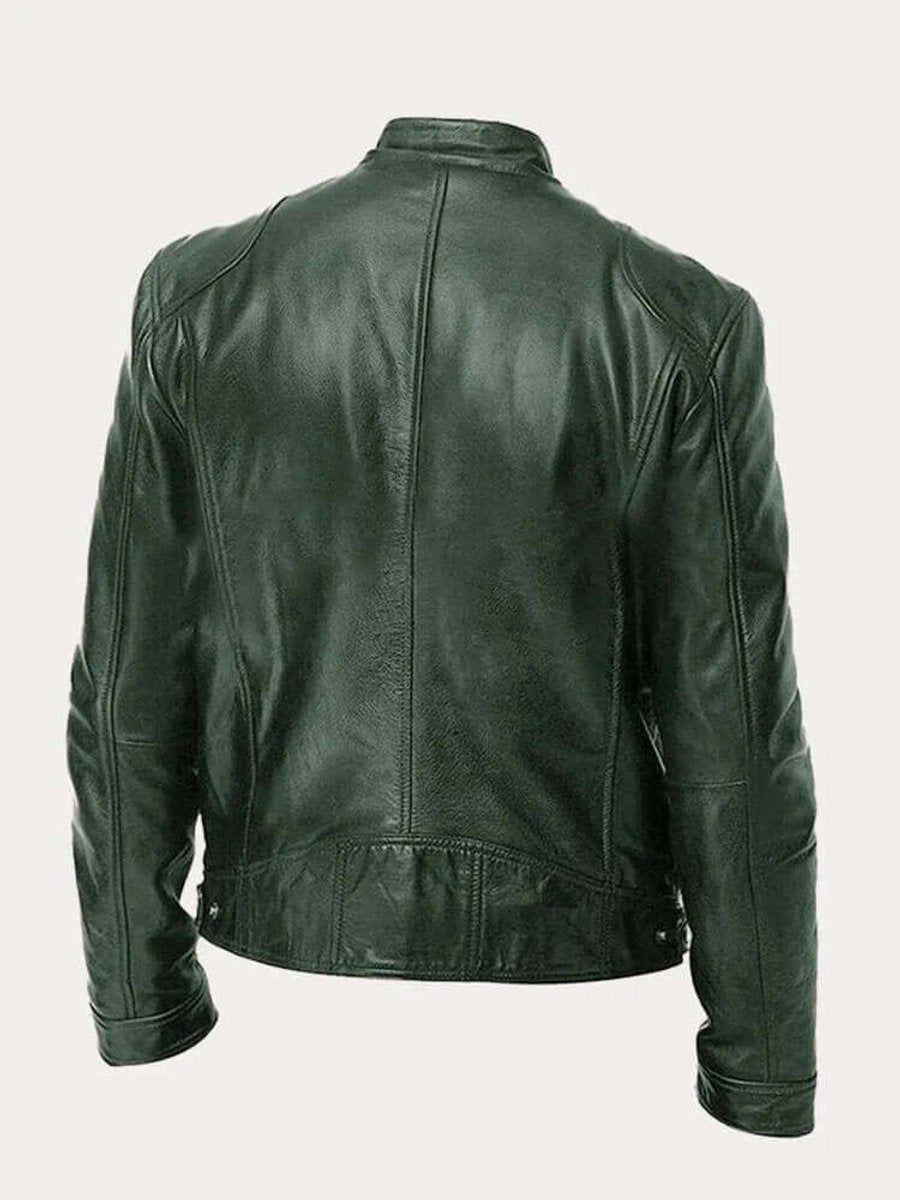 Men’s Classic Biker Leather Jacket Tailored Zip-Up Style 3