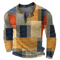 Men’s Colorblock Knit Sweater Lightweight Retro Henley Style 0