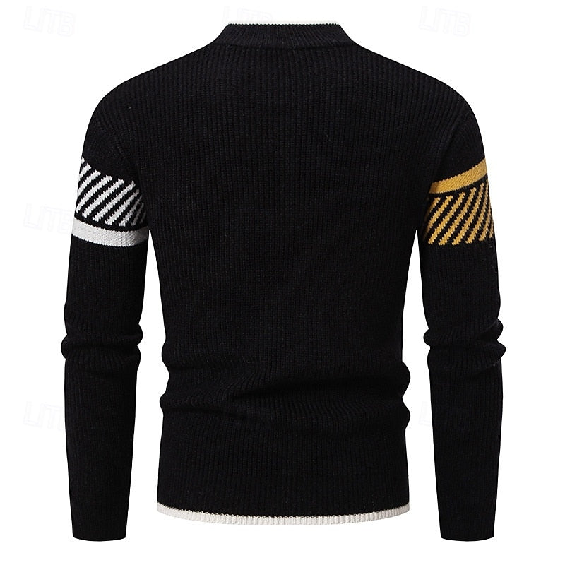 Men’s Colour-Block Sweater Soft Ribbed Crew Neck Design 2