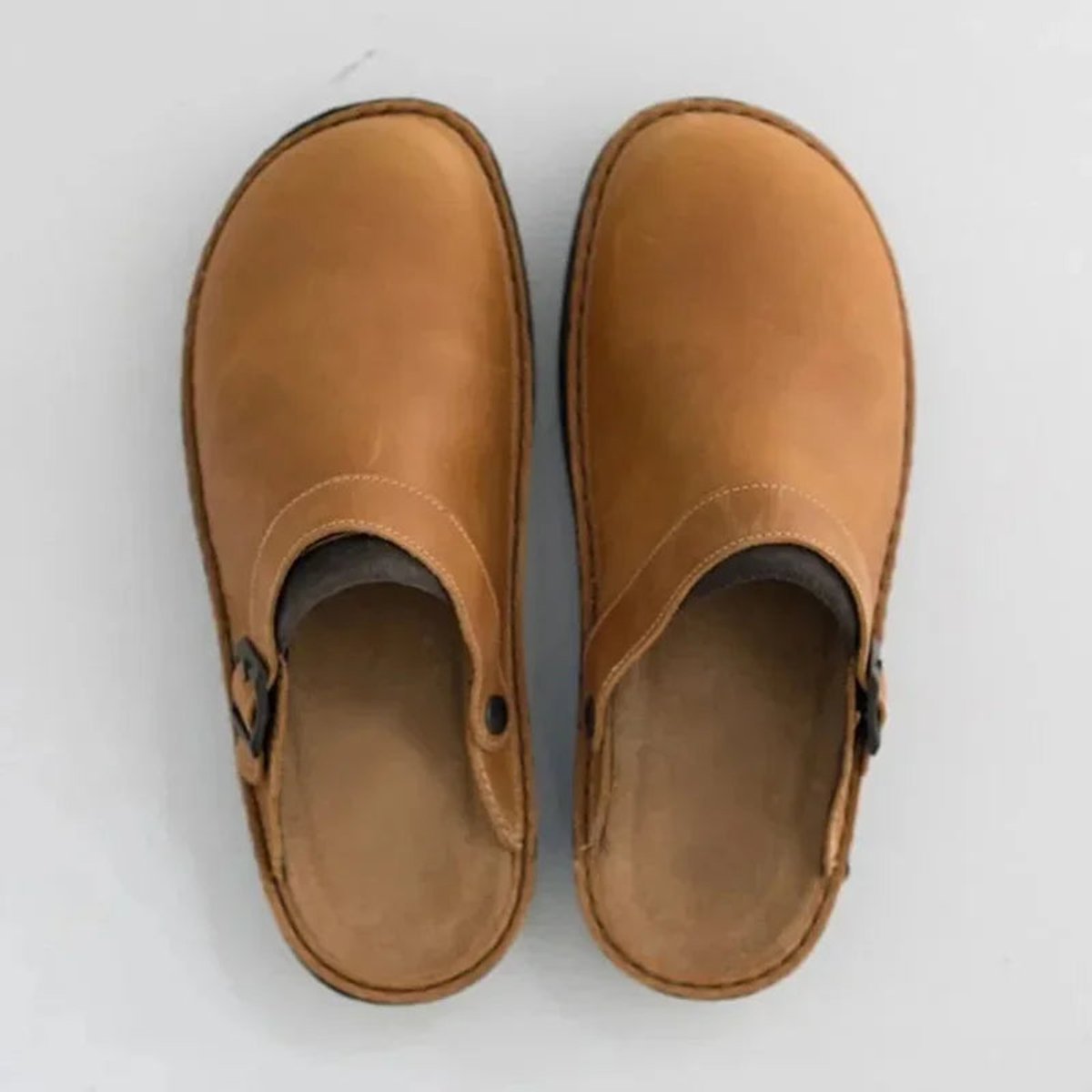Men’s Leather Clogs Slip-On Design with Adjustable Buckle Strap 3
