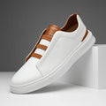 Men’s Leather Slip-On Sneakers Casual Style with Elastic Strap 0