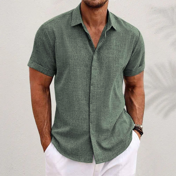 Men’s Lightweight Linen Shirt Classic Collared Design 0
