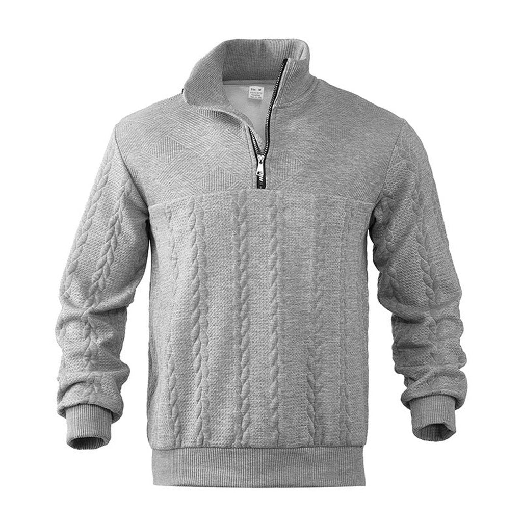 Men's Quarter Zip Sweater Relaxed Fit Cable Knit Design 1