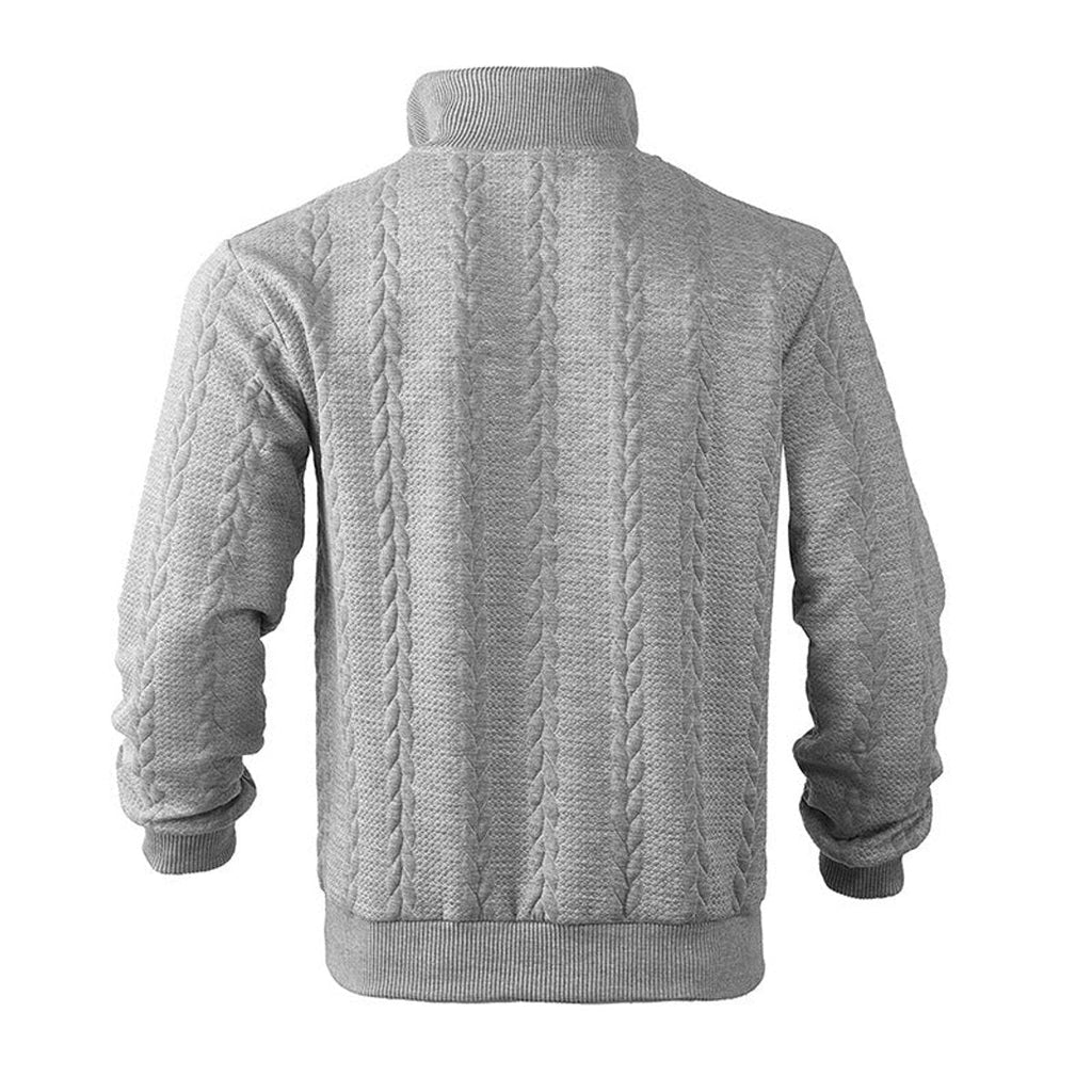 Men's Quarter Zip Sweater Relaxed Fit Cable Knit Design 2