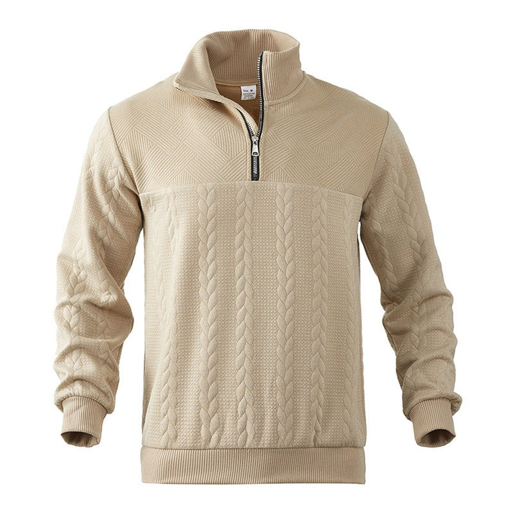 Men's Quarter Zip Sweater Relaxed Fit Cable Knit Design 3