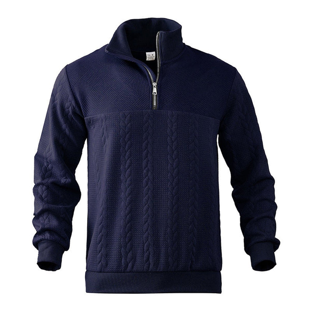 Men's Quarter Zip Sweater Relaxed Fit Cable Knit Design 6