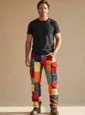 Men’s Relaxed-Fit Cargo Pants Colorblock Patchwork Style 0