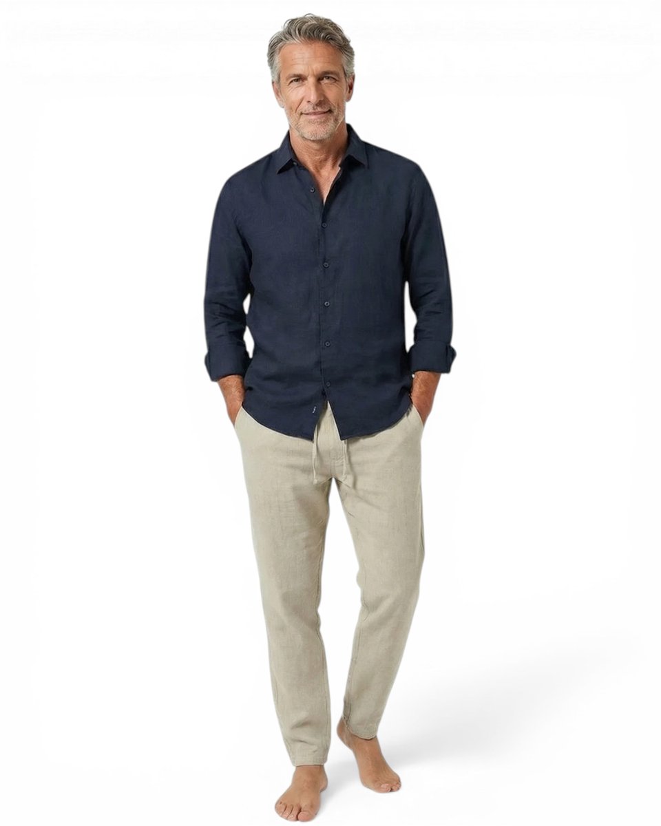 Men’s Relaxed-Fit Linen Pants Drawstring Waist Summer Style 1