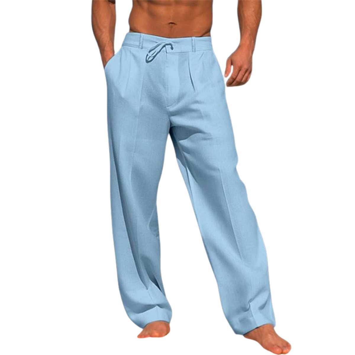 Men’s Relaxed Wide-Leg Linen Pants with Drawstring Waist 1
