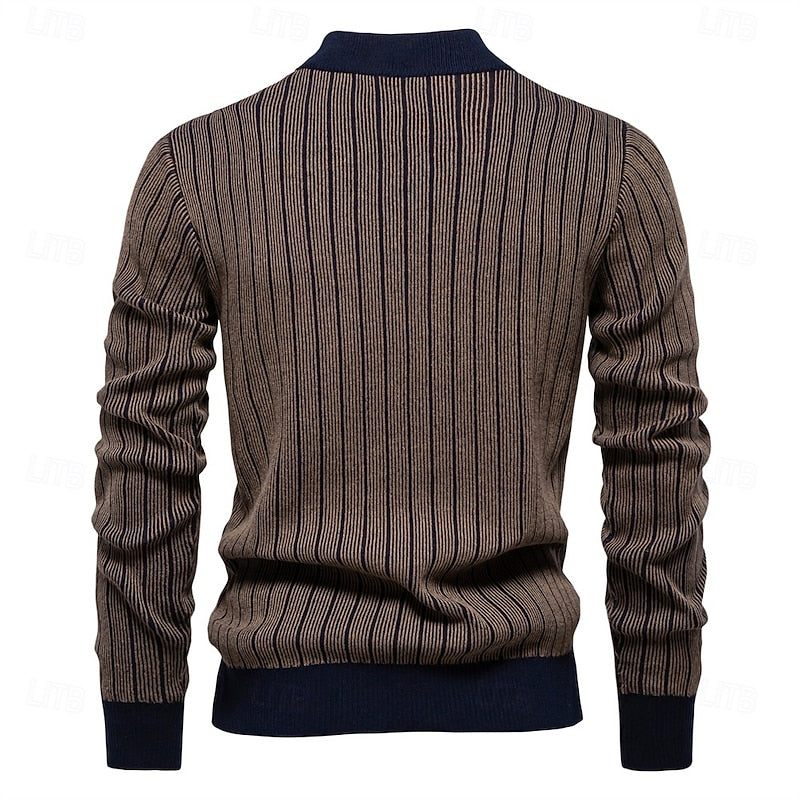 Men's Ribbed Mock Neck Sweater Comfortable Tailored Style 2