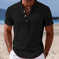 Men’s Short Sleeve Button-Up Shirt Lightweight Summer Style 0
