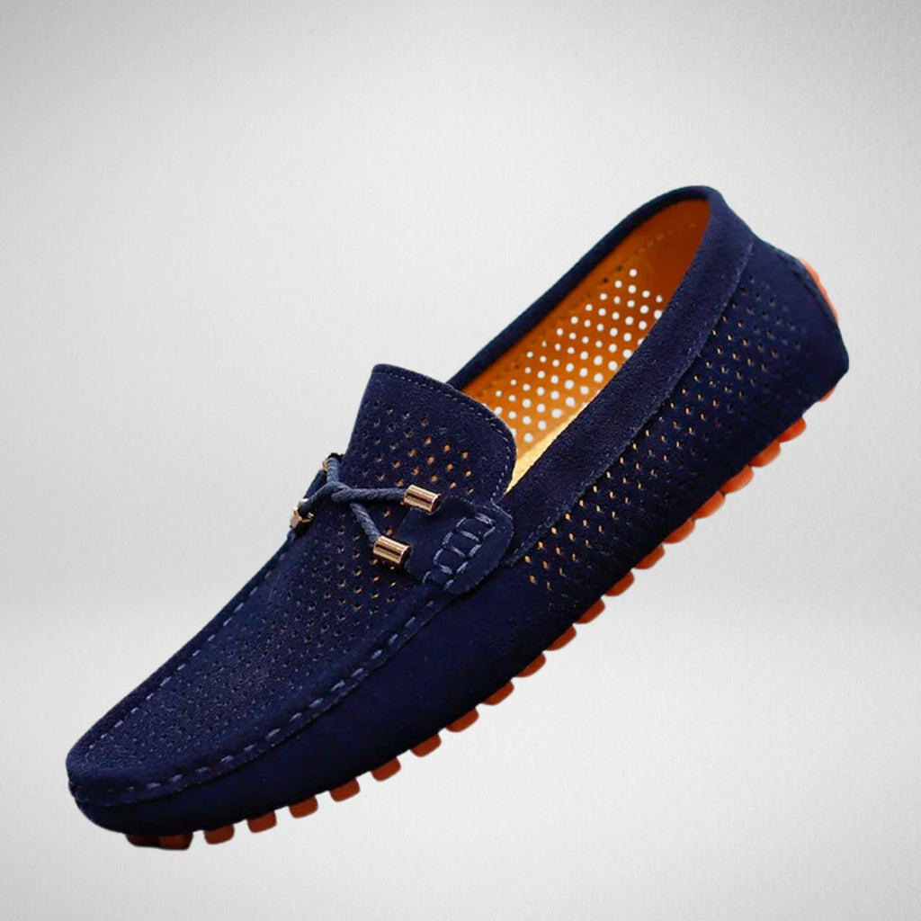 Men’s Suede Slip-On Loafers Perforated Breathable Design 1