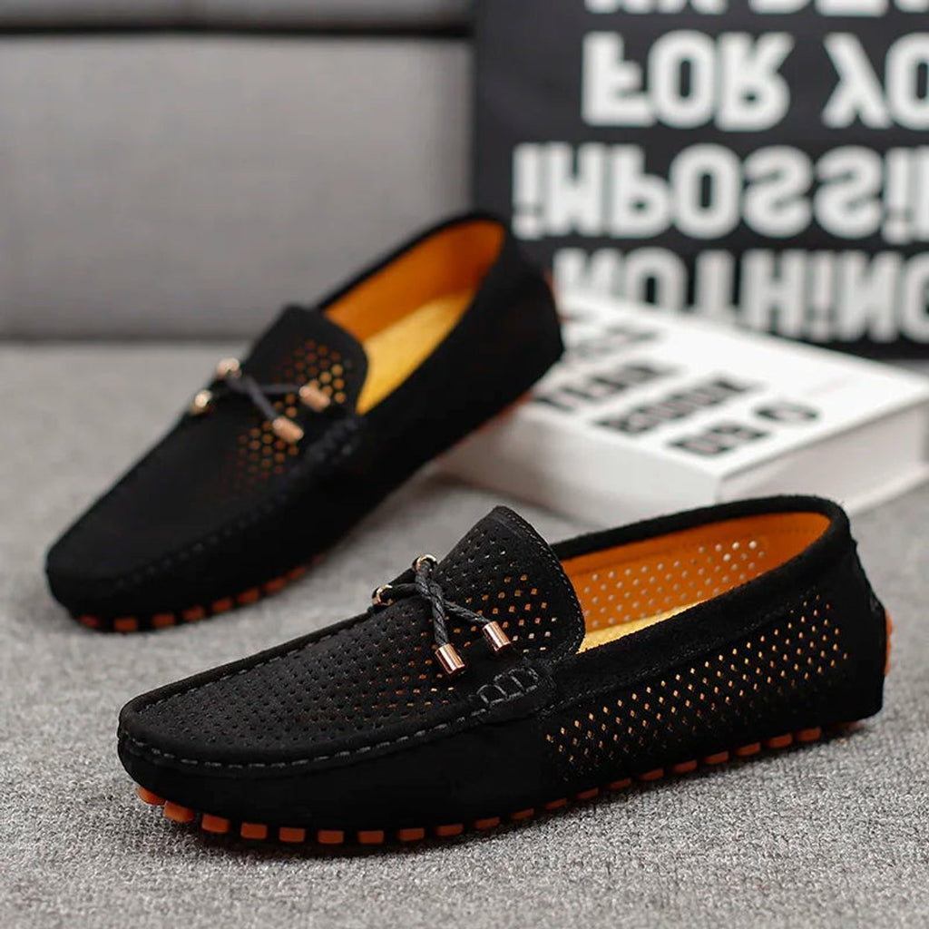 Men’s Suede Slip-On Loafers Perforated Breathable Design 8