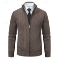 Men’s Textured Zip-Up Cardigan with Stand Collar for Versatile Style 0