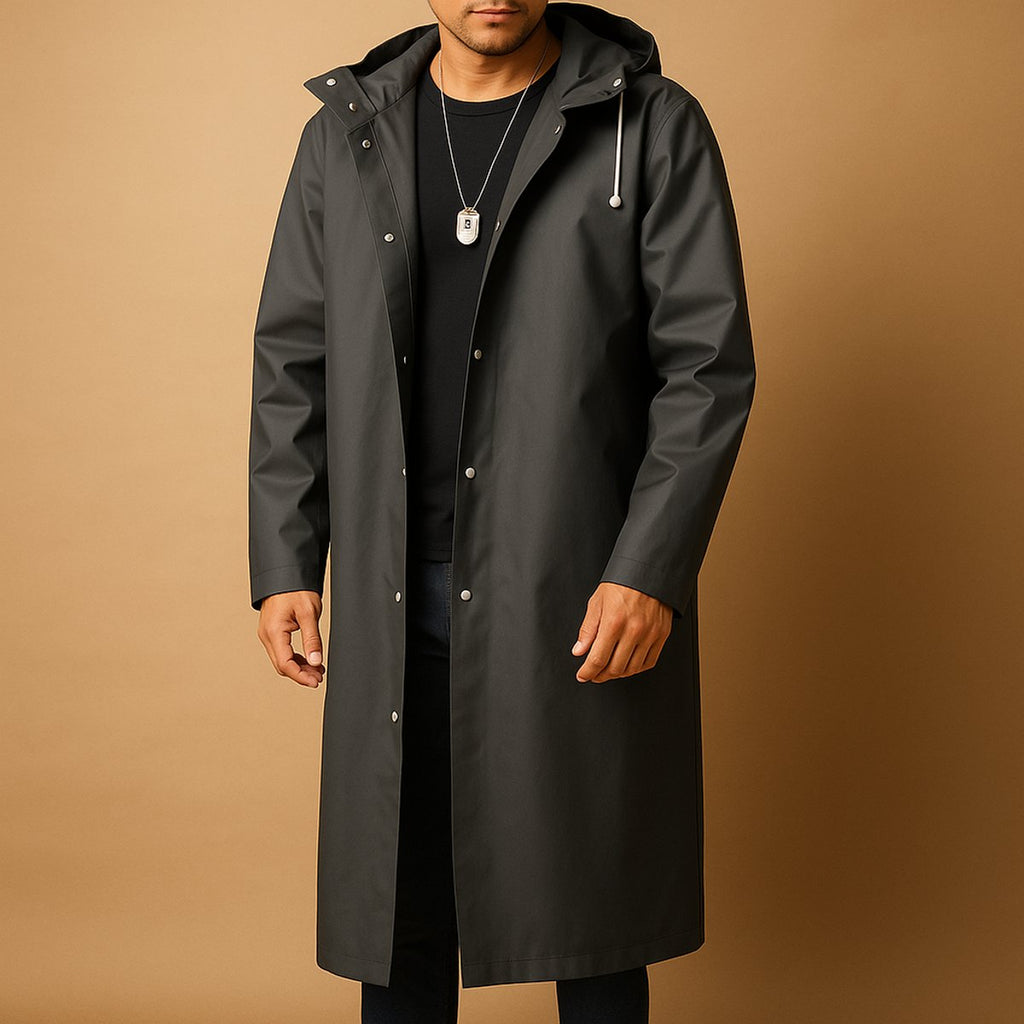Men's Waterproof Rain Jacket Hooded Relaxed Fit Design 0