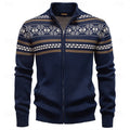 Men’s Zip-Up Cardigan Classic Fair Isle Design for Winter 0