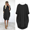 Plus Size Midi Dress Casual Oversized Fit with Pockets 0