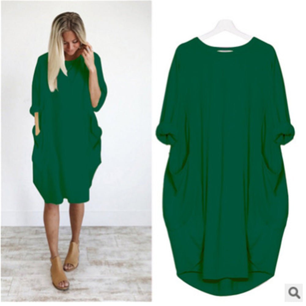 Plus Size Midi Dress Casual Oversized Fit with Pockets 10