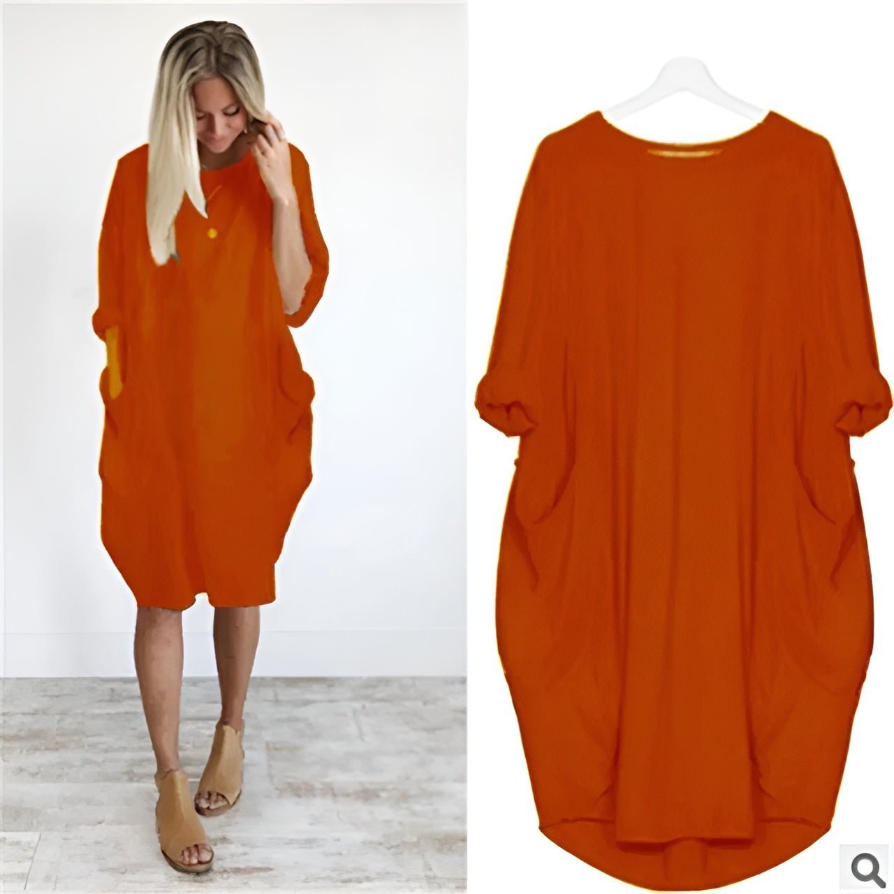 Plus Size Midi Dress Casual Oversized Fit with Pockets 12