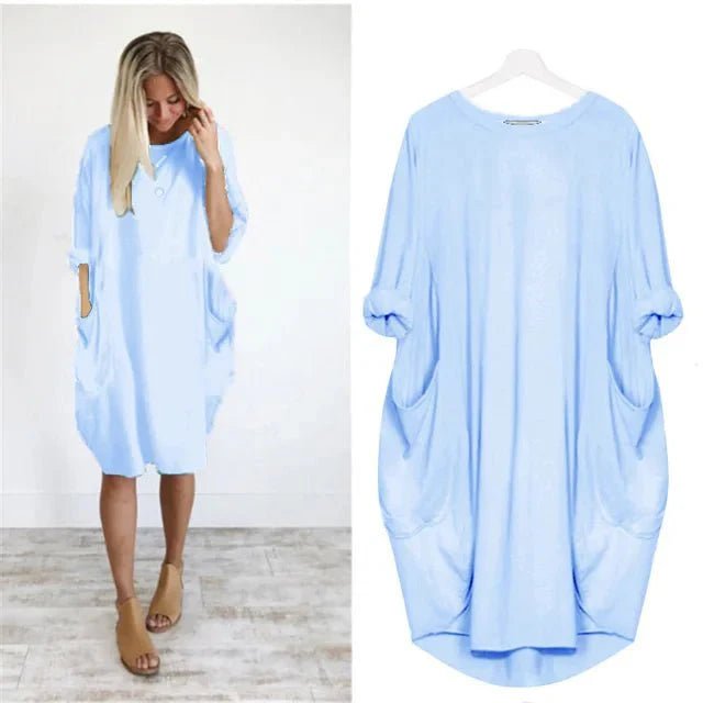Plus Size Midi Dress Casual Oversized Fit with Pockets 4