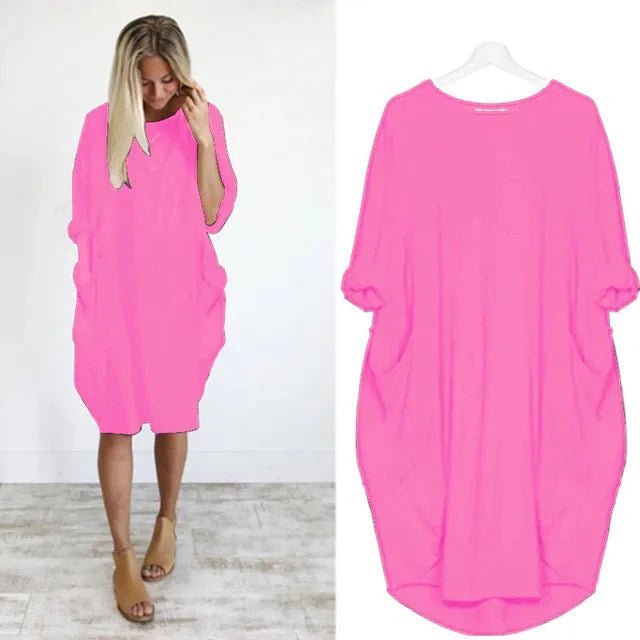 Plus Size Midi Dress Casual Oversized Fit with Pockets 5