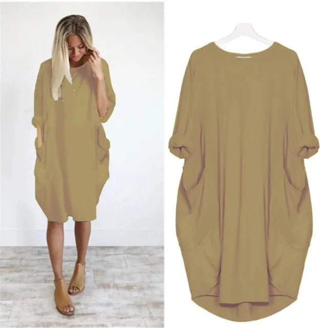 Plus Size Midi Dress Casual Oversized Fit with Pockets 6