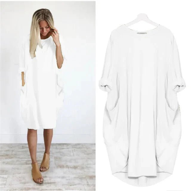 Plus Size Midi Dress Casual Oversized Fit with Pockets 7