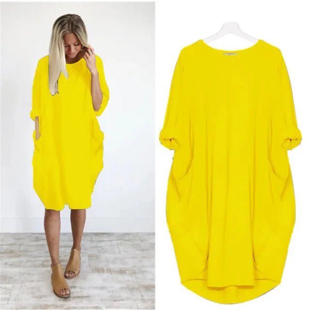 Plus Size Midi Dress Casual Oversized Fit with Pockets 8