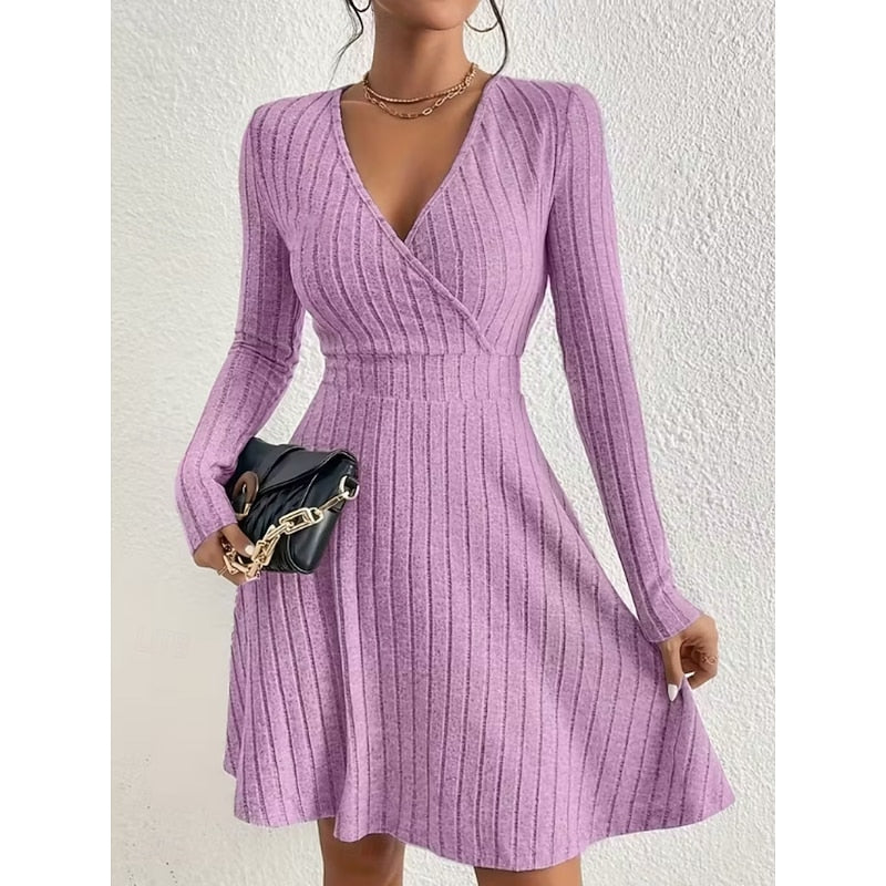 Women’s A-Line Dress Wrap Neckline Elegant Silhouette 0