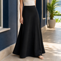 Women’s A-Line Maxi Skirt High-Rise Waistband and Gentle Stretch 0
