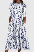 Women’s A-Line Midi Dress Lightweight Botanical Print Summer Style 0