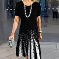 Women’s A-Line Midi Dress Short Sleeve Artistic Print 0