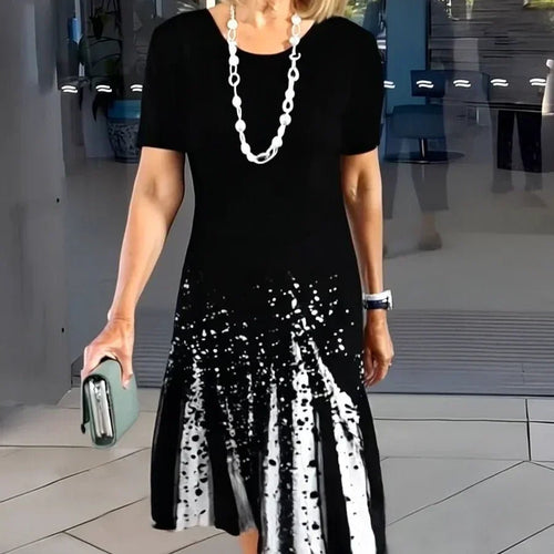 Women’s A-Line Midi Dress Short Sleeve Artistic Print 0