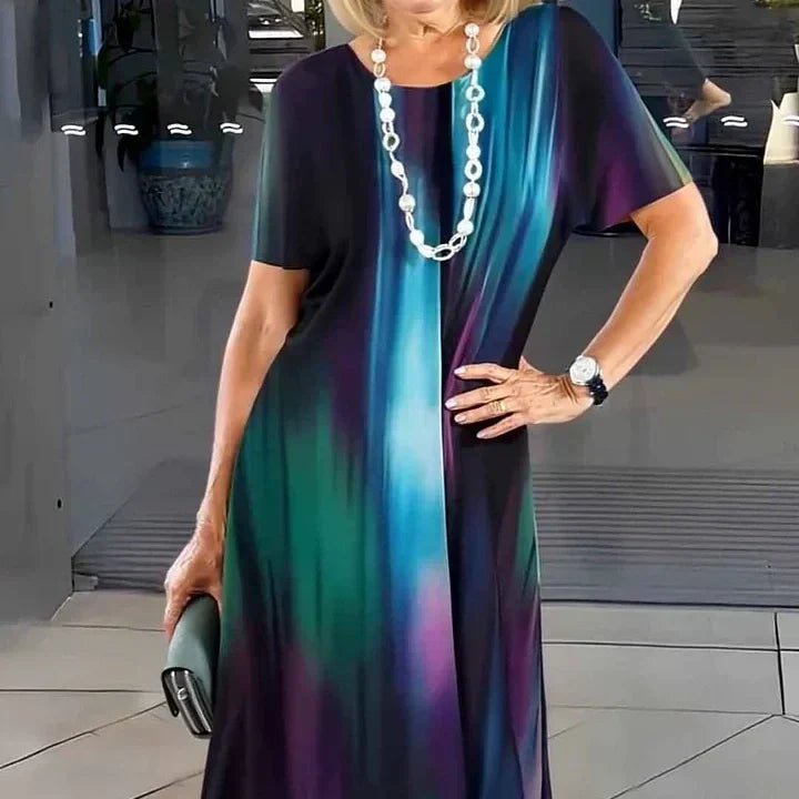 Women’s A-Line Midi Dress Short Sleeve Artistic Print 2