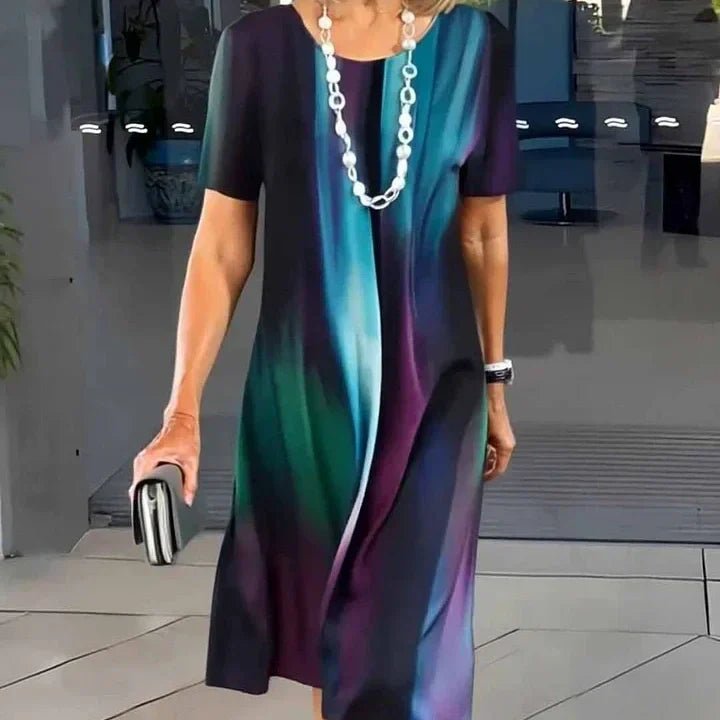 Women’s A-Line Midi Dress Short Sleeve Artistic Print 3