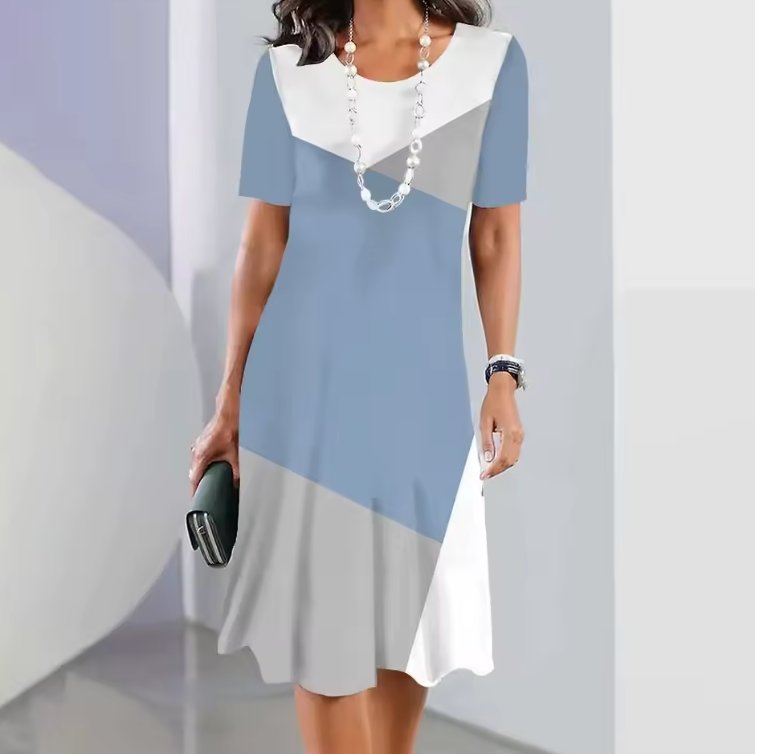 Women’s A-Line Midi Dress Short Sleeve Artistic Print 4