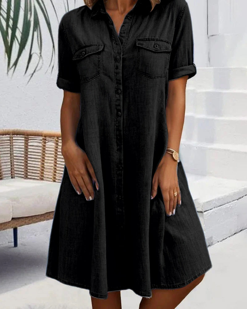 Women’s A-Line Mini Dress Classic Button-Down Style 1