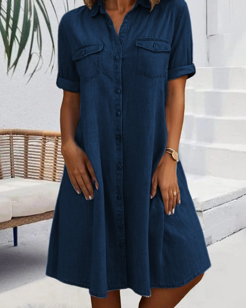Women’s A-Line Mini Dress Classic Button-Down Style 2