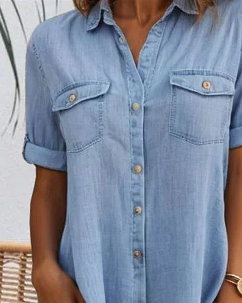 Women’s A-Line Mini Dress Classic Button-Down Style 3