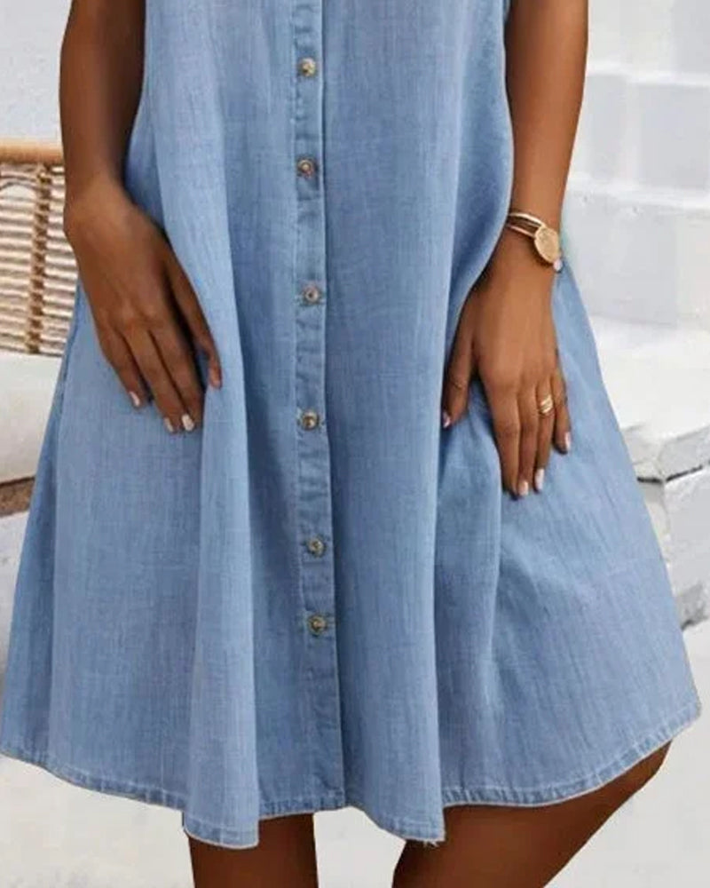 Women’s A-Line Mini Dress Classic Button-Down Style 4