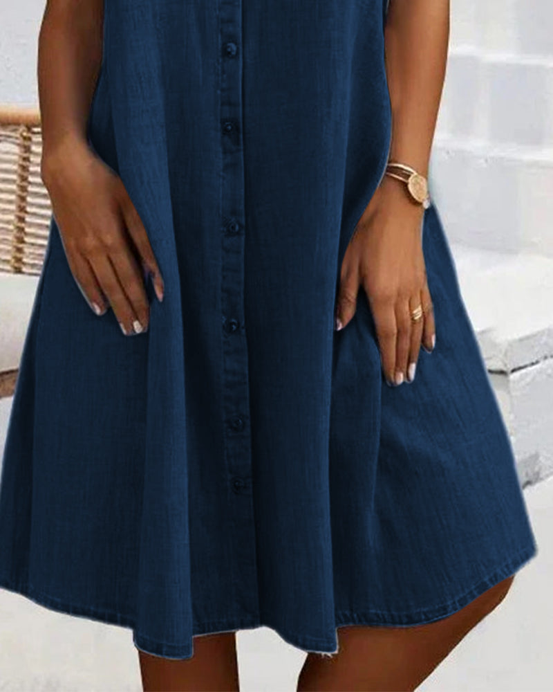 Women’s A-Line Mini Dress Classic Button-Down Style 8
