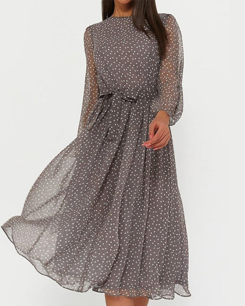 Women’s A-Line Polka Dot Dress Elegant Casual Style 0