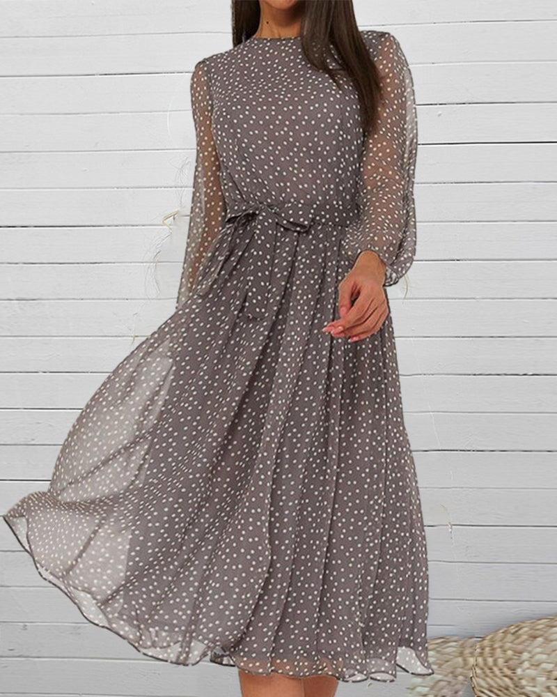 Women’s A-Line Polka Dot Dress Elegant Casual Style 1
